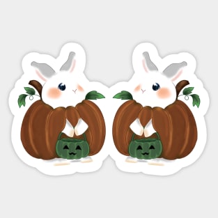 Couple duo Pumpkin Rabbit _ Bunniesmee Halloween Edition Sticker